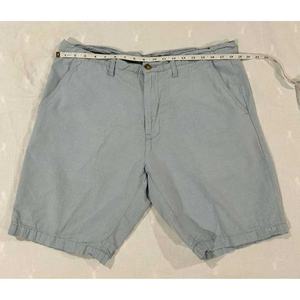 US Polo Assn Mens‎ Blue White Striped Chino Shorts Size 38 Flat Front Casual